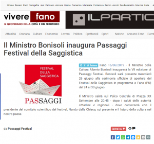 Vivere Fano: il ministro Bonisoli inaugura Passaggi Festival