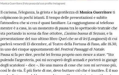 La Stampa /  Monica Guerritore: “Scrivo per capire cosa scatta in una donna che si consegna al suo assassino”