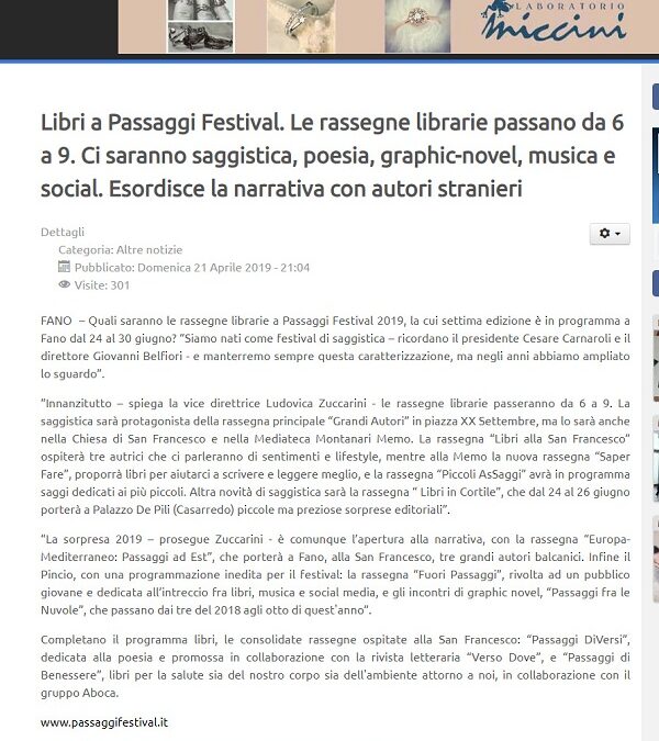 Il Cittadino di Recanati / Libri a Passaggi Festival