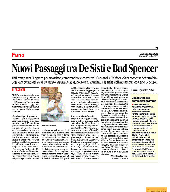 Corriere Adriatico – Nuovi Passaggi tra De Sisti e Bud Spencer