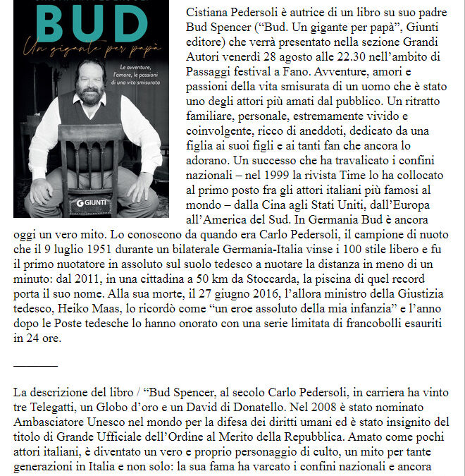 La Gazzetta dello Sport.it – Quel gigante di Bud, raccontato dalla figlia: un libro