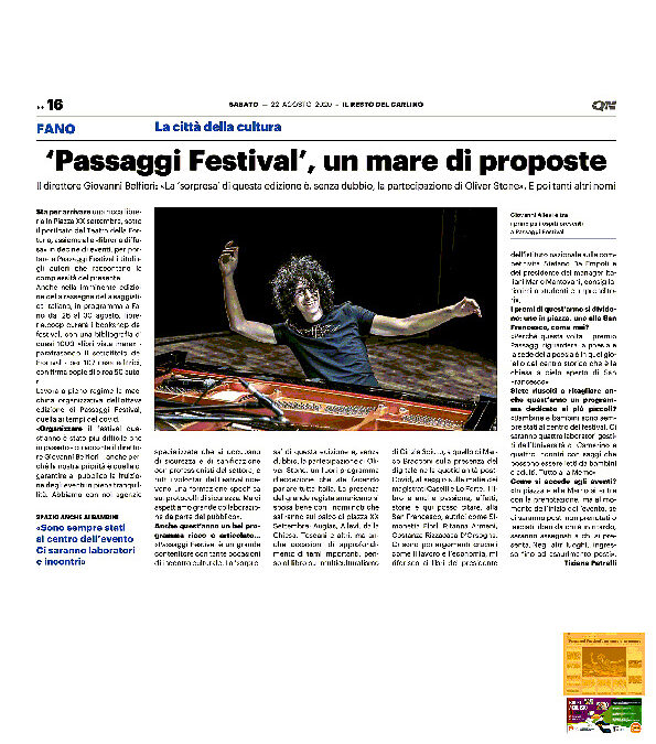 Il Resto del Carlino – ‘Passaggi Festival’ un mare di proposte