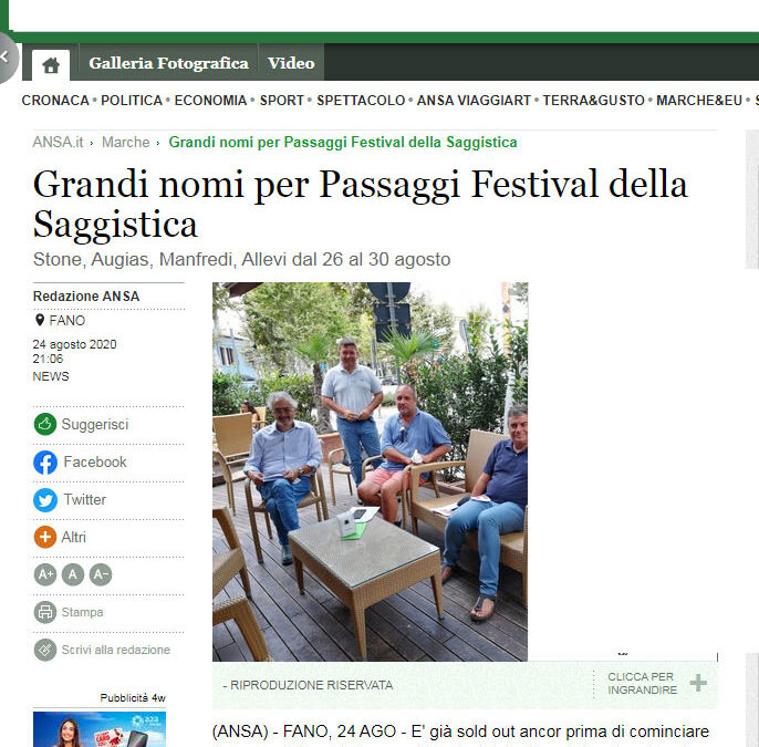 Ansa Marche – Grandi nomi per Passaggi Festival della Saggistica