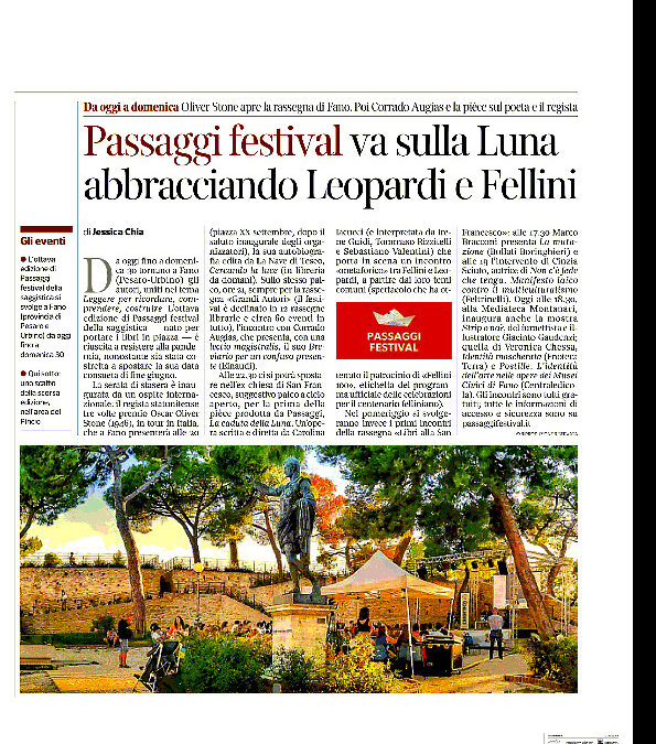 Corriere della Sera – Passaggi Festival va sulla Luna abbracciando Leopardi e Fellini