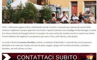 TM Notizie – Nasce la scuola di scrittura istituita da Passaggi Festival e diretta da Lorenzo Pavolini