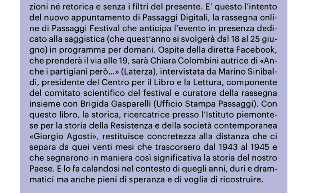 Il Resto del Carlino – «Anche i partigiani però» ed altre storie. Così Passaggi Digitali rilegge la Resistenza