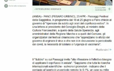 ANSA.it – Passaggi Festival, ripensare orario coprifuoco