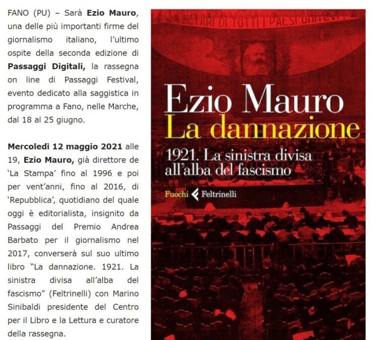 Marche News 24 – Fano, a Passaggi Digitali il 12 maggio Ezio Mauro