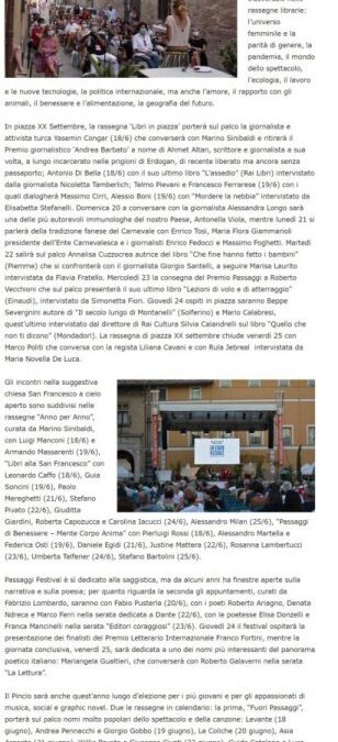 Sesto Potere.com – A Fano il ‘Passaggi Festival’, 8 giorni di eventi e incontri fra autori e lettori in centro storico e lungomare