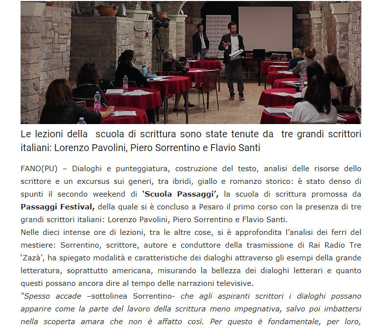 Marche News 24 – Passaggi Festival, concluso a Pesaro il primo corso di ‘Scuola Passaggi’