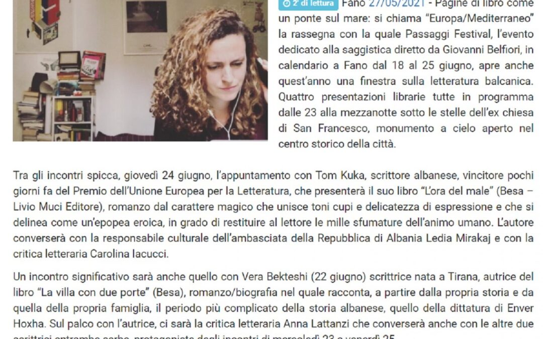 Vivere Fano – Tom Kuka, Marina Lalovic, Vera Bekteshi, Tatjana Simic Dordević: la finestra di Passaggi Festival sulla letteratura balcanica