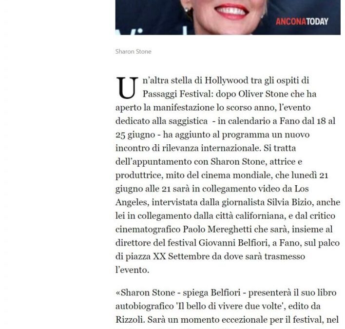 Ancona Today – Da Los Angeles alle Marche, al “Passaggi Festival” una chiacchierata con Sharon Stone