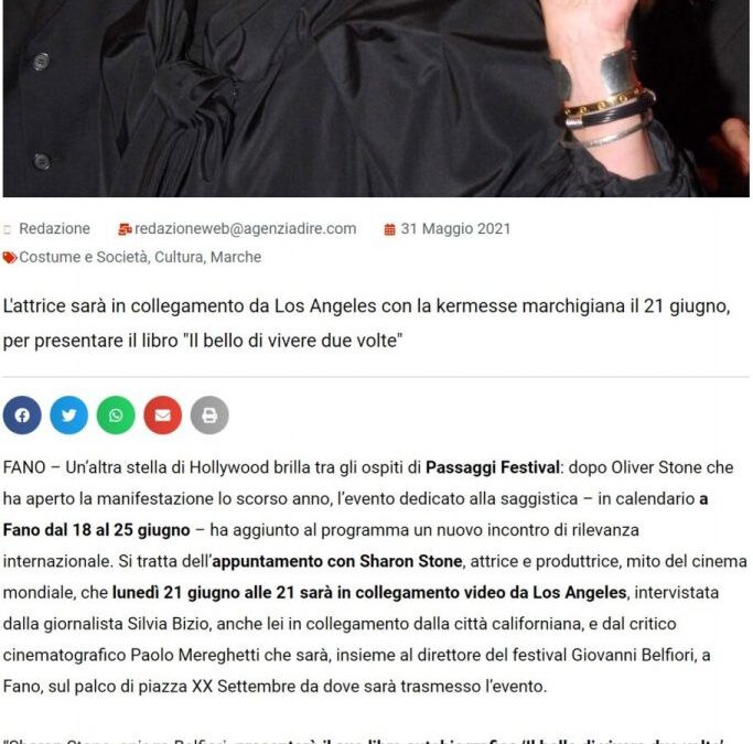 DIRE – Sharon Stone racconta la sua autobiografia al Passaggi Festival di Fano