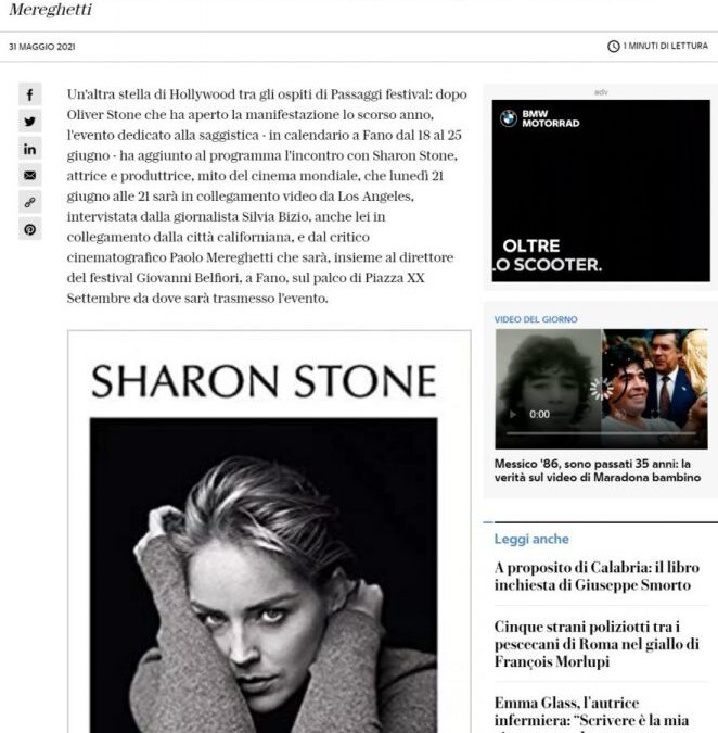 La Repubblica – Sharon Stone (e la sua autobiografia) il 21 giugno a Passaggi Festival di Fano