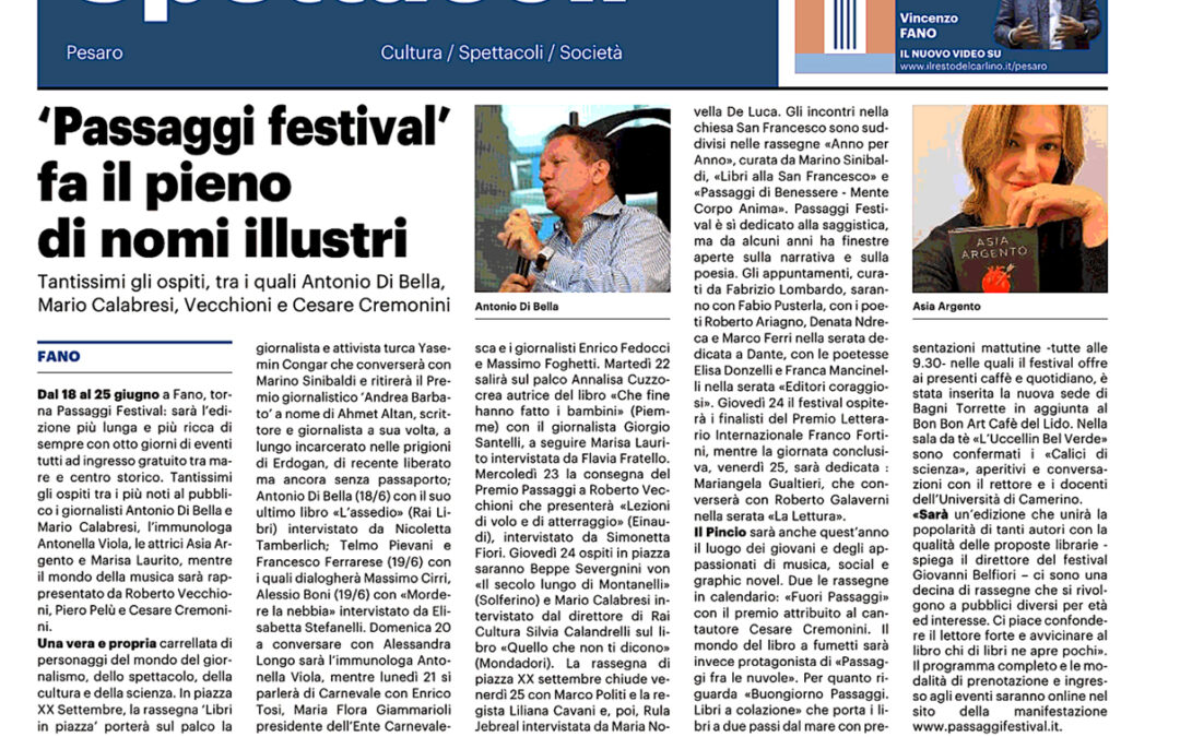 Il Resto del Carlino – ‘Passaggi Festival’ fa il pieno di nomi illustri