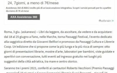 Ask a News – Torna a Fano “Passaggi Festival”, evento estivo dedicato a saggistica