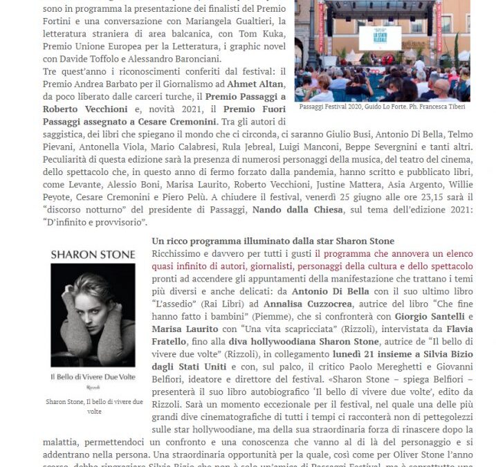 Mete – Passaggi Festival a Fano, cento eventi per la IX edizione. E c’è anche Sharon Stone