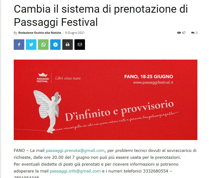 Occhio alla notizia – Cambia il sistema di prenotazione di Passaggi Festival