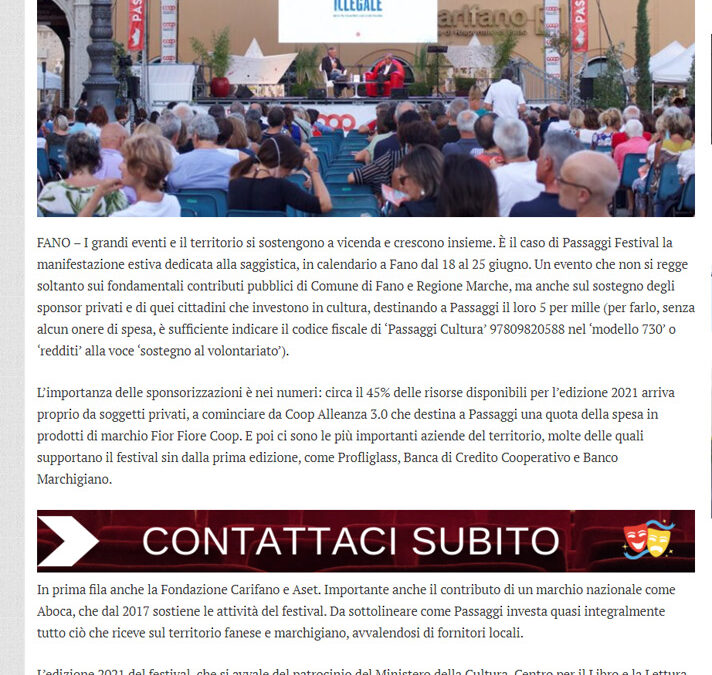 TM Notizie – Passaggi Festival, il sostegno di pubblico e privato