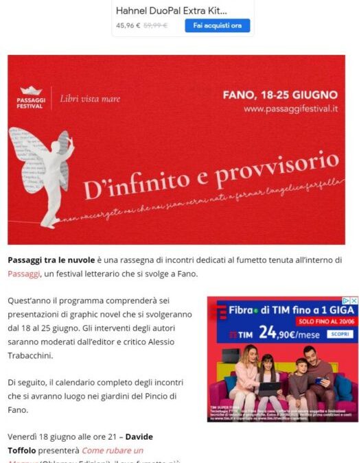 Fumetto Logica – Il programma della rassegna “Passaggi tra le Nuvole” di Fano