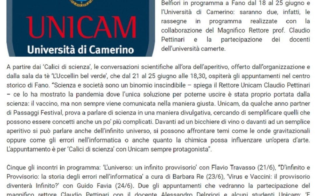 Vivere Camerino – Laboratori per bambini e conversazioni con aperitivo: Passaggi Festival e Unicam di nuovo insieme