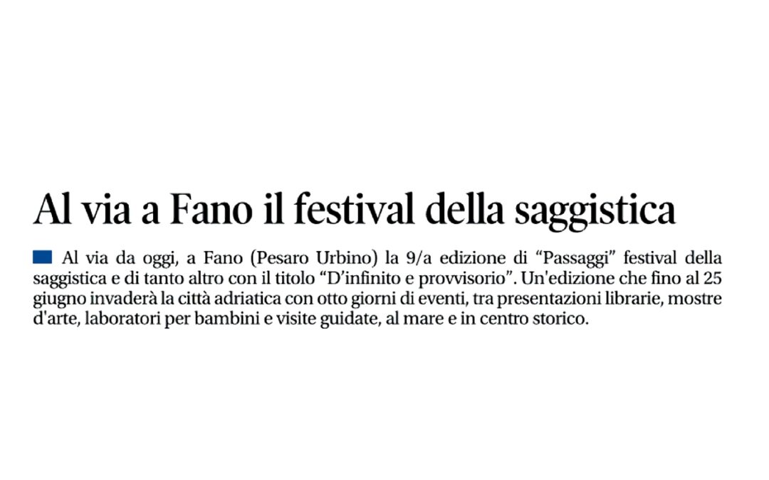 Libero – Al via a Fano il festival della saggistica