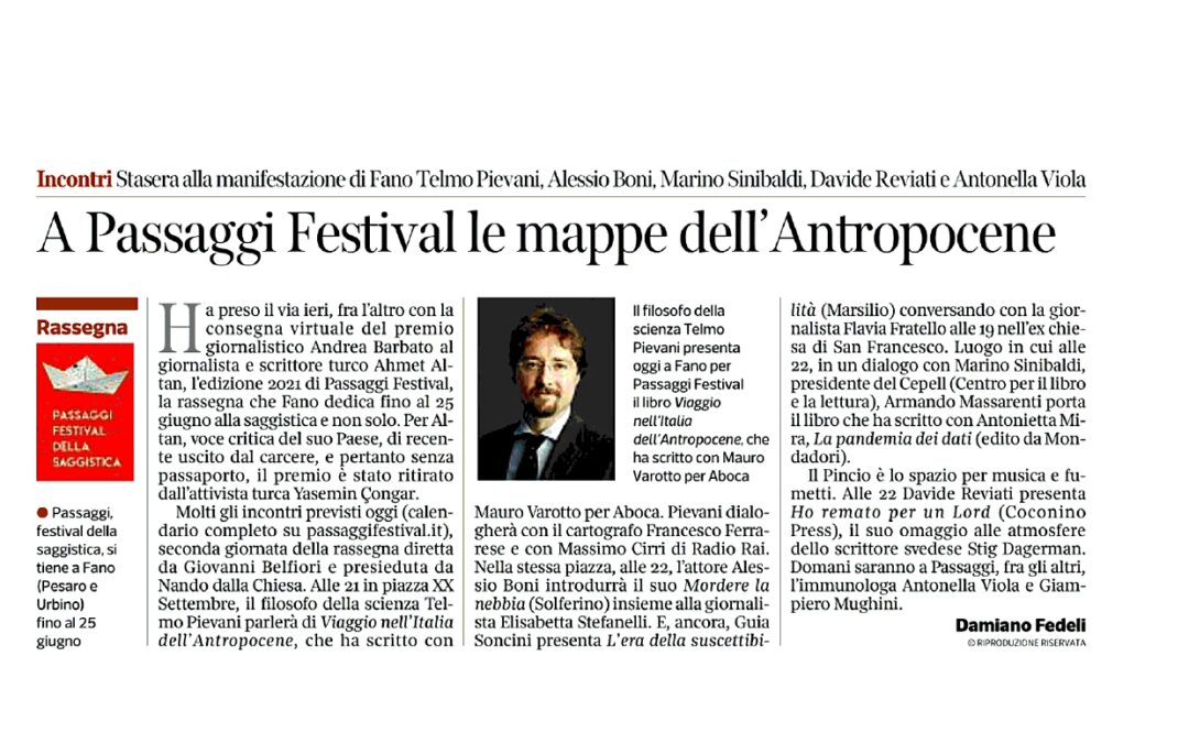 Corriere della Sera – A Passaggi Festival le mappe dell’Antropocene