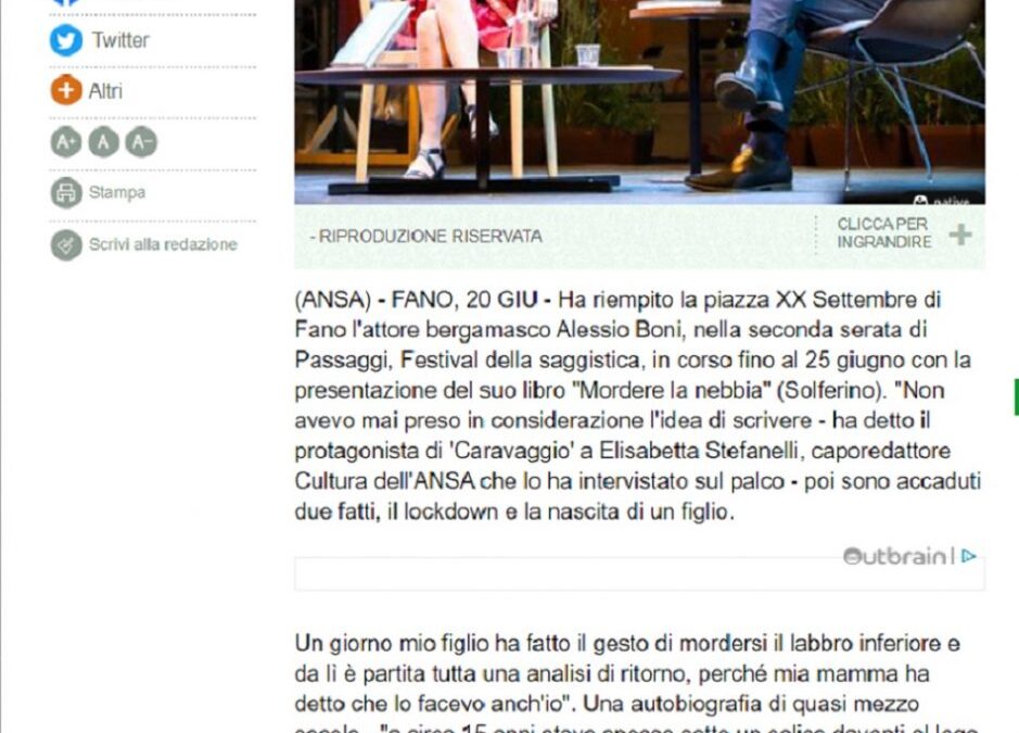 ANSA.it – Passaggi Festival: Alessio Boni si racconta in un libro