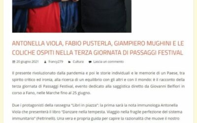 Spettacolo Musica Sport – Antonella Viola, Fabio Pusterla, Giampiero Mughini e Le Coliche ospiti nella terza giornata di Passaggi Festival