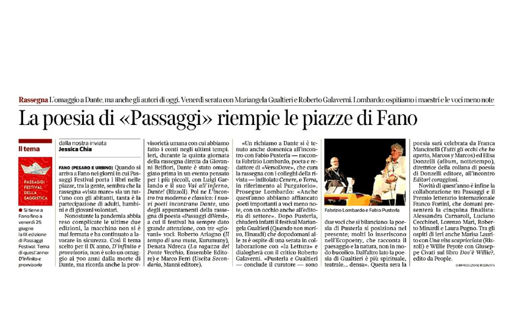 Il Corriere della Sera – La poesia di «Passaggi» riempie le piazze di Fano