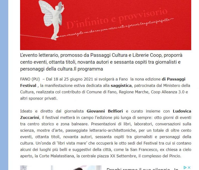 Marche News – Fano, Passaggi Festival: dal 18 al 25 giugno la nona edizione