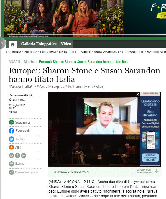 Ansa – Europei: Sharon Stone e Susan Sarandon hanno tifato Italia