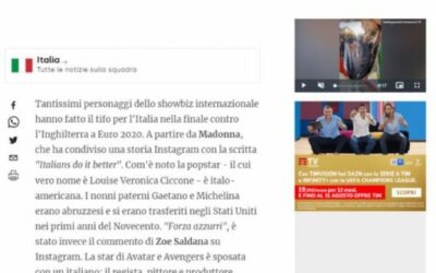 Corriere dello Sport – Madonna e gli altri divi di Hollywood che hanno tifato Italia