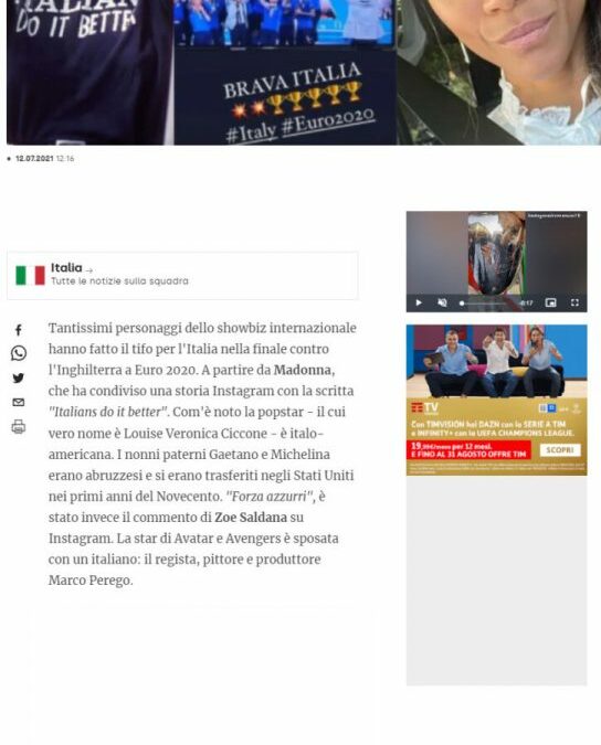 Corriere dello Sport – Madonna e gli altri divi di Hollywood che hanno tifato Italia