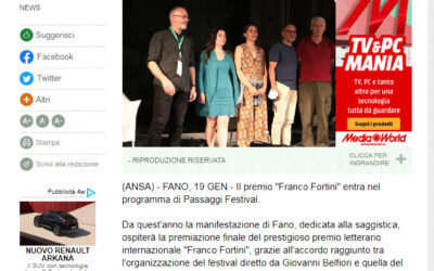 Ansa – Il Premio Fortini ‘trova casa’ a Passaggi Festival