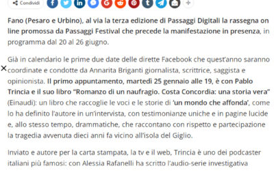 La Milano – Fano, “Passaggi Digitali” prosegue con la sua terza edizione iniziando con Pablo Trincia