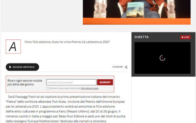 Sky Tg24 – Passaggi Festival ospiterà presentazione romanzo “Flama”