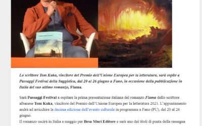 Glicine – Passaggi Festival: ospite Tom Kuka, Premio europeo per la letteratura