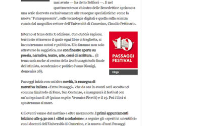 Corriere della Sera – “Passaggi Festival” celebra la decima edizione: un confronto tra ragione e dubbi