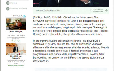 Ansa – Passaggi Festival a Fano, anche Schwazer con ‘libro verità’