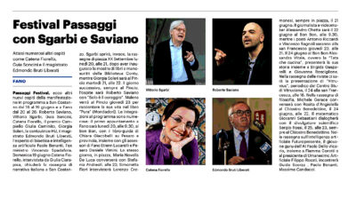 Il Resto del Carlino – Festival Passaggi con Sgarbi e Saviano