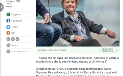 ANSA – Usa: Maraini, su aborto “decisione perversa, passi indietro”