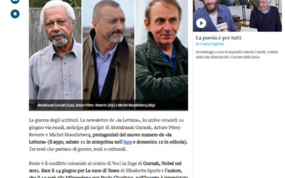 Corriere della Sera/La Lettura – Gurnah, Pérez-Reverte, Houellebecq oggi in anteprima nella newsletter de “la Lettura”