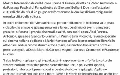 Informazione.it – Mostra Internazionale del Nuovo Cinema e Passaggi Festival, in una campagna social condivisa per promuovere il territorio provinciale