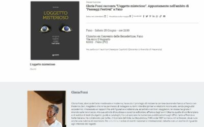 Giunti Editore – Gloria Fossi racconta “L’oggetto misterioso”. Appuntamento nell’ambito di “Passaggi Festival” a Fano