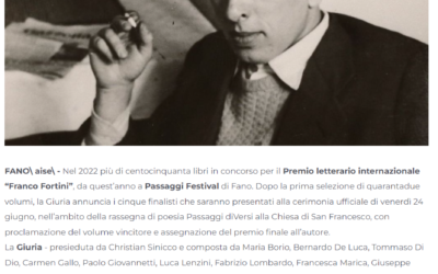 Aise – I finalisti del Premio letterario internazionale “Franco Fortini” da quest’anno a Passaggi Festival