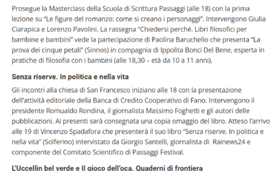 La Milano – Fano, Passaggi Festival nella quarta giornata ospiti Nando della Chiesa, Malena e Vincenzo Spadafora