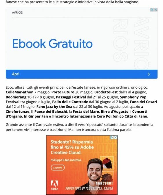 Centro Pagina – Estate 2023, Fano scalda i motori: ufficializzato il calendario degli eventi