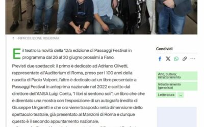 Ansa – Al via Passaggi Festival a Fano, la novità è il teatro