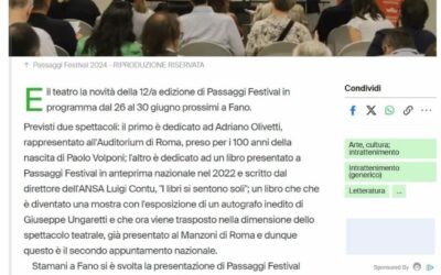 Ansa – Al via Passaggi Festival a Fano, la novità è il teatro